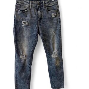 American Eagle Outfitters Men's Ripped Dark Blue Skinny Jeans